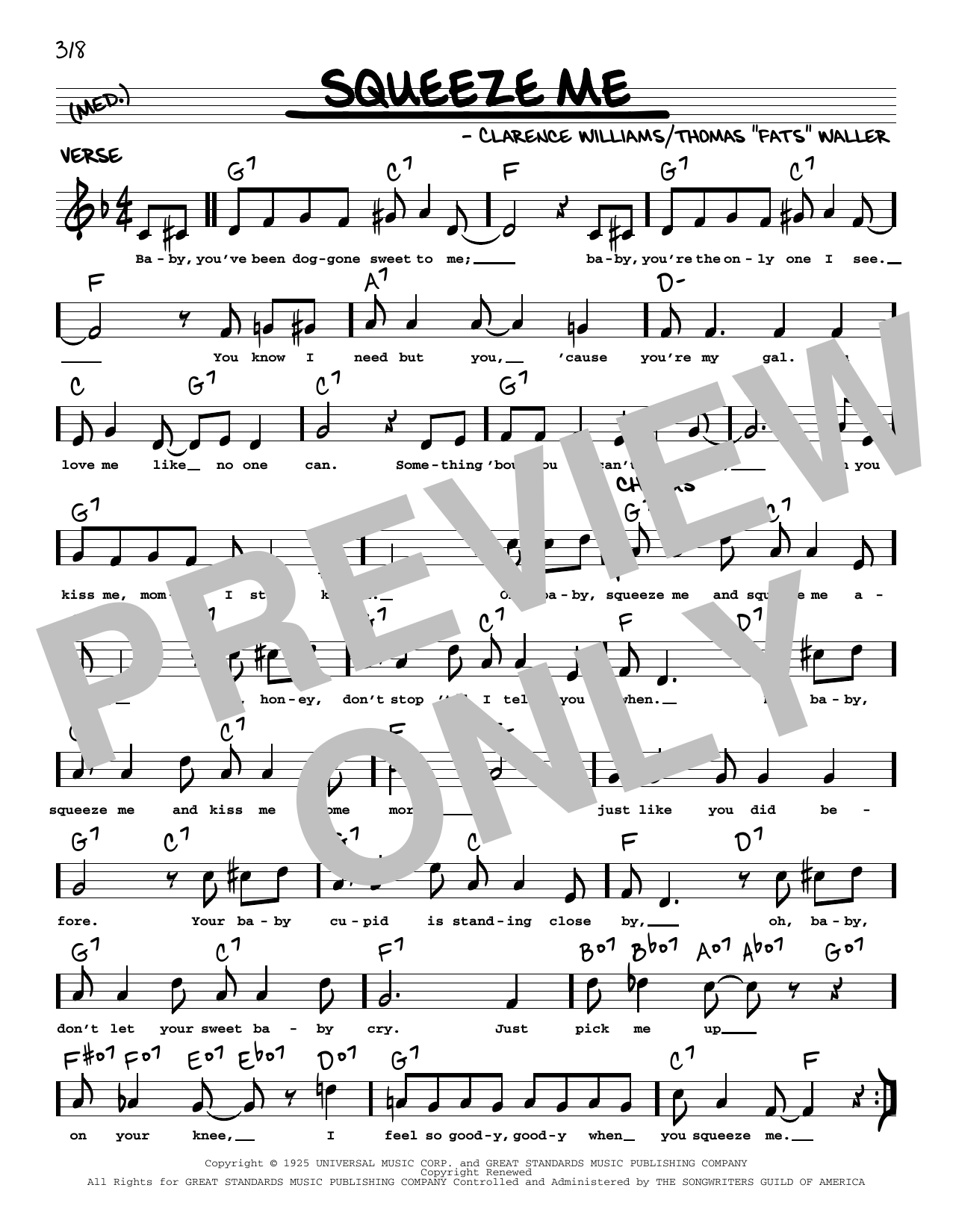 Clarence Williams Squeeze Me (arr. Robert Rawlins) sheet music notes and chords arranged for Real Book – Melody, Lyrics & Chords