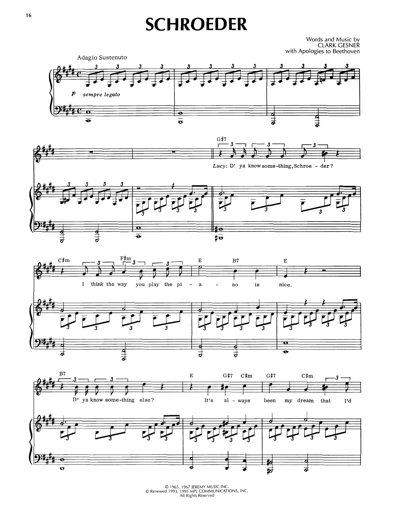 Clark Gesner Schroeder (from You're A Good Man, Charlie Brown) sheet music notes and chords arranged for Piano & Vocal