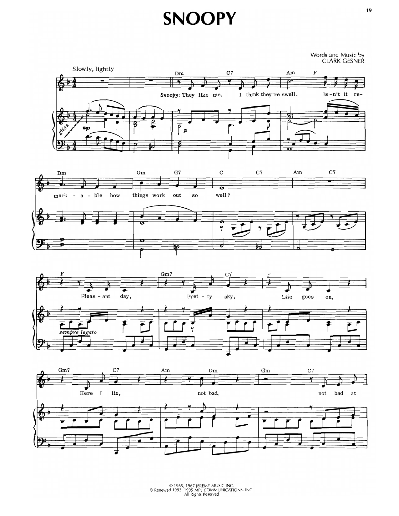 Clark Gesner Snoopy (from You're A Good Man, Charlie Brown) sheet music notes and chords arranged for Piano & Vocal