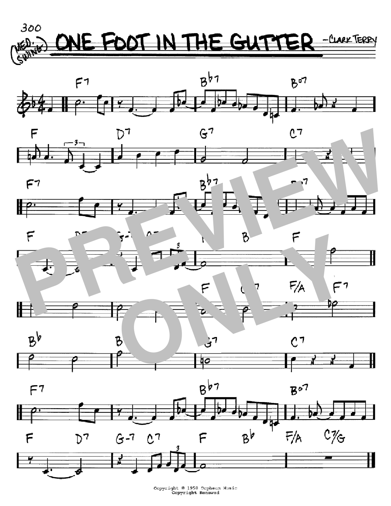 Clark Terry One Foot In The Gutter sheet music notes and chords arranged for Real Book – Melody & Chords – C Instruments