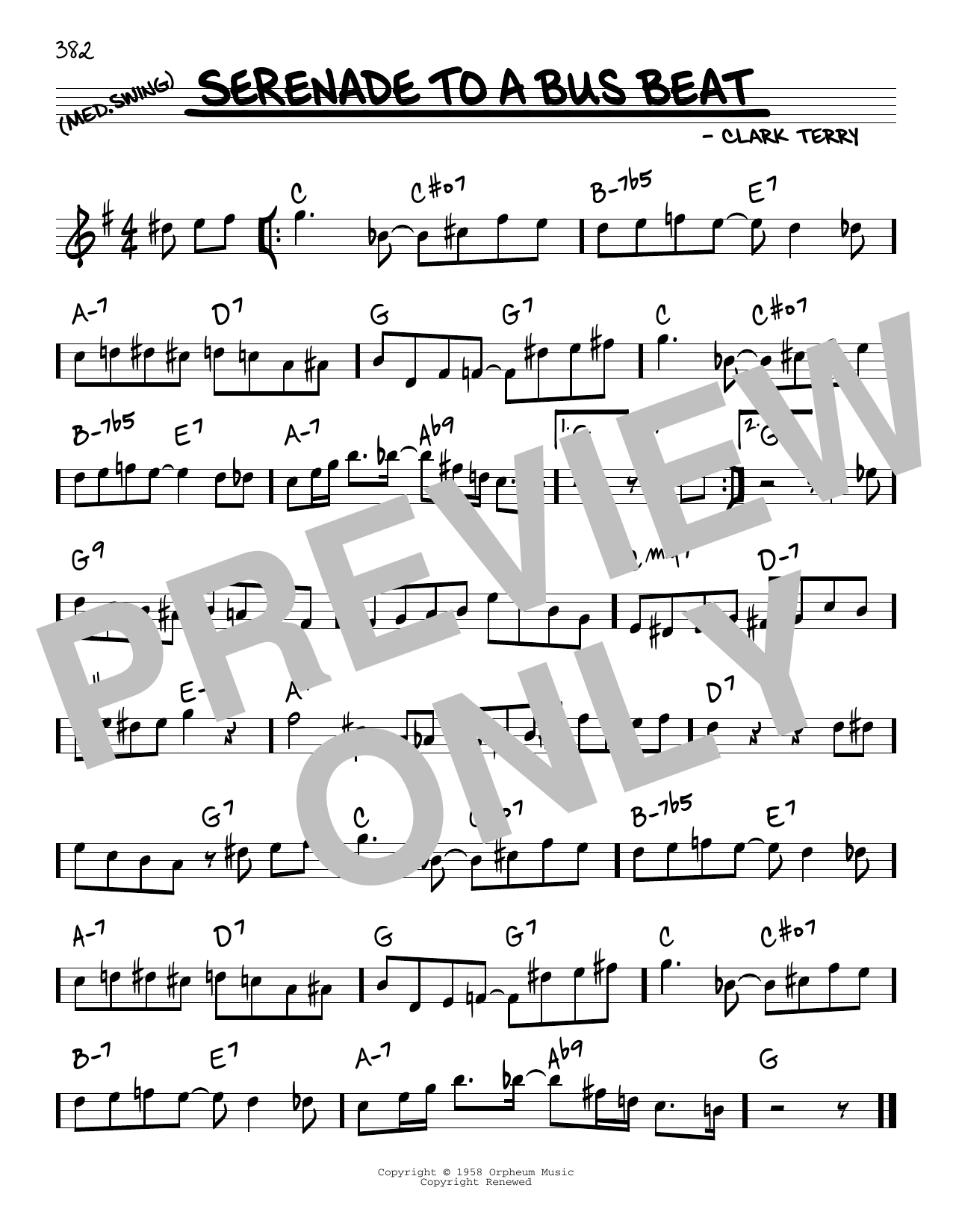 Clark Terry Serenade To A Bus Beat sheet music notes and chords arranged for Real Book – Melody & Chords