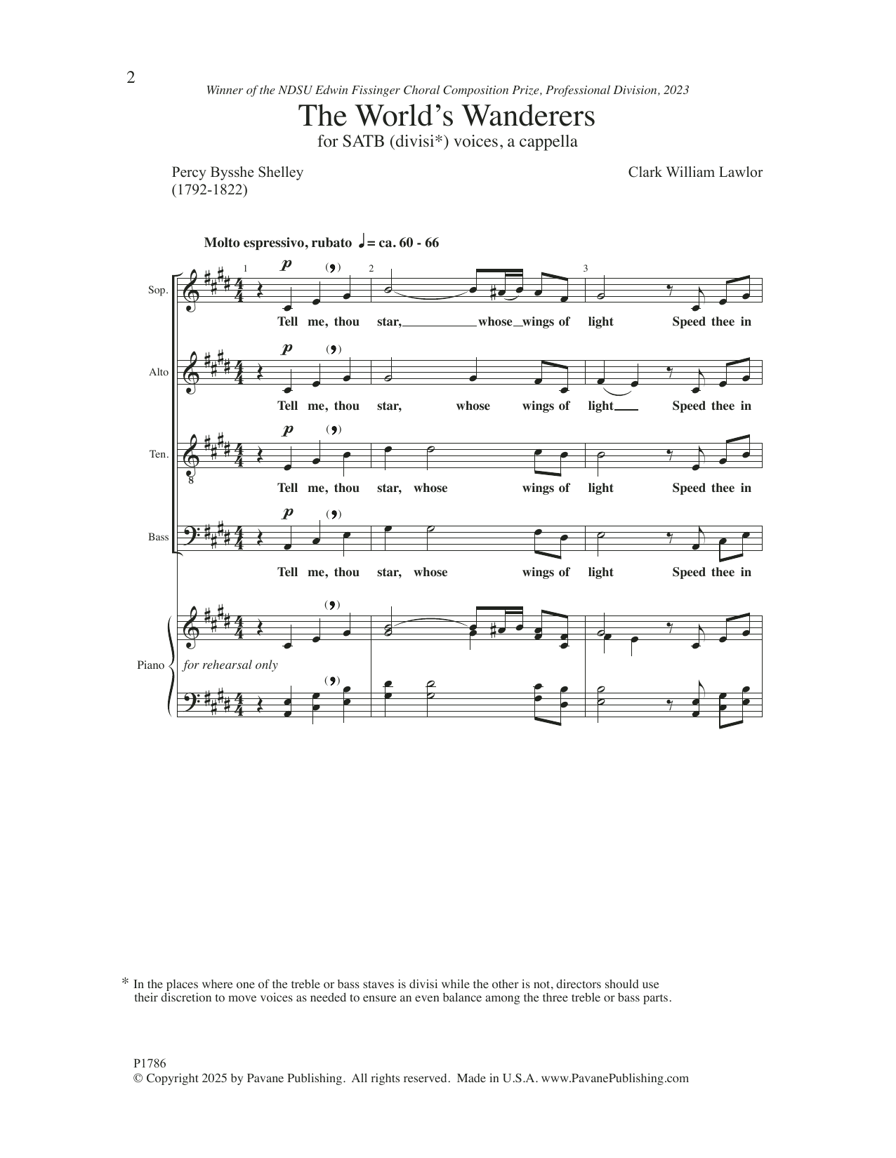 Clark William Lawlor The World's Wanderers sheet music notes and chords arranged for SATB Choir