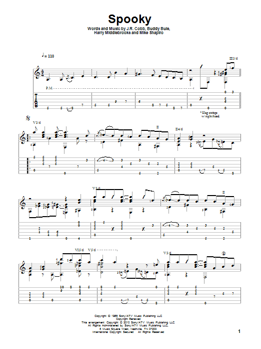 Classics IV Spooky sheet music notes and chords arranged for Piano, Vocal & Guitar Chords (Right-Hand Melody)