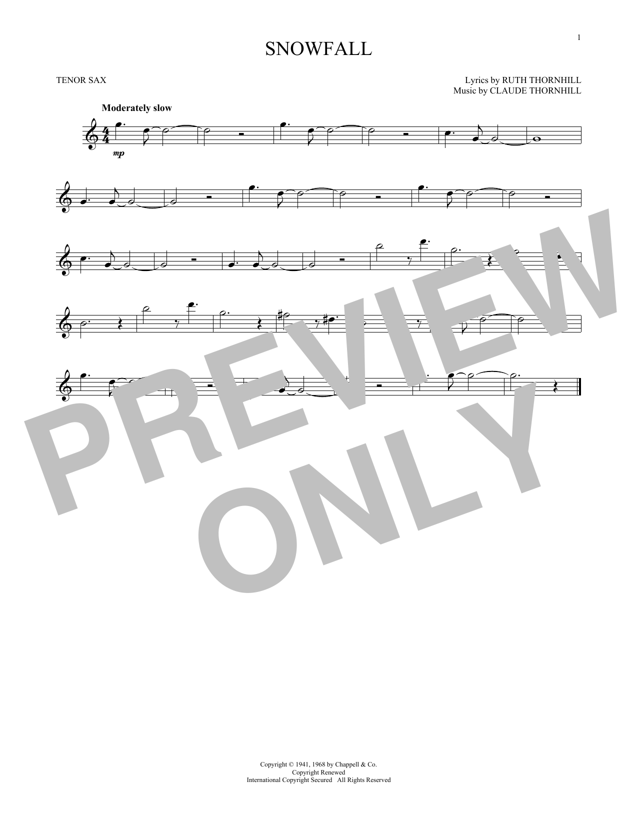 Claude & Ruth Thornhill Snowfall sheet music notes and chords arranged for Trumpet Solo