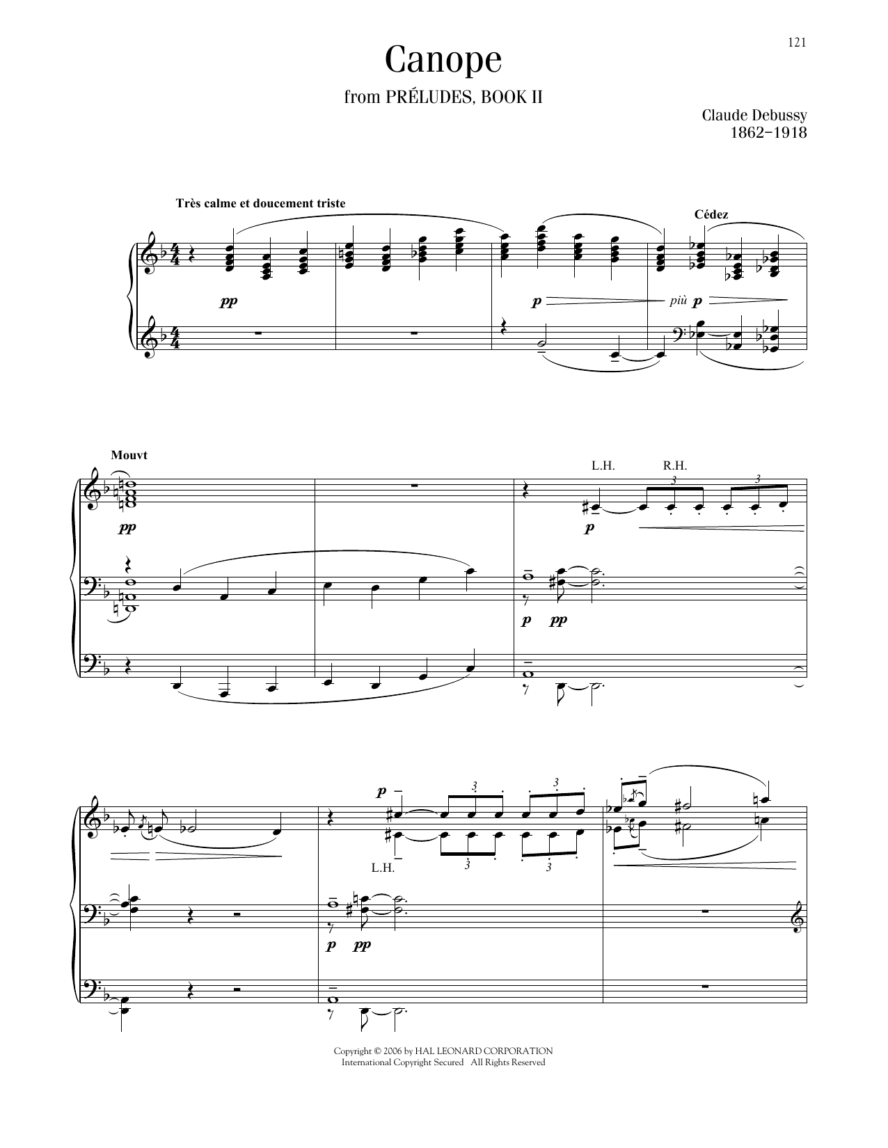 Claude Debussy Canope sheet music notes and chords arranged for Piano Solo