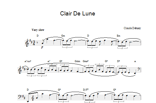 Claude Debussy Clair De Lune sheet music notes and chords arranged for Cello Solo