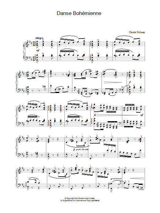 Claude Debussy Danse Bohemienne sheet music notes and chords arranged for Piano Solo
