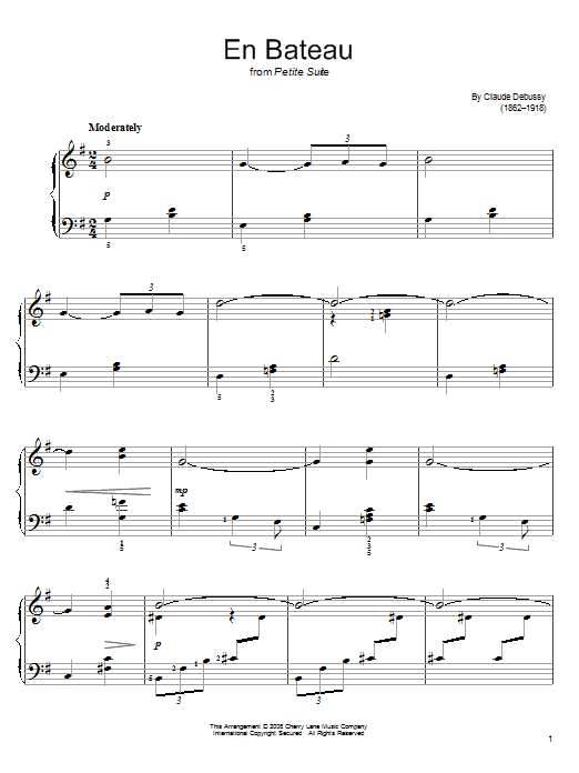 Claude Debussy En Bateau sheet music notes and chords arranged for Piano, Vocal & Guitar Chords