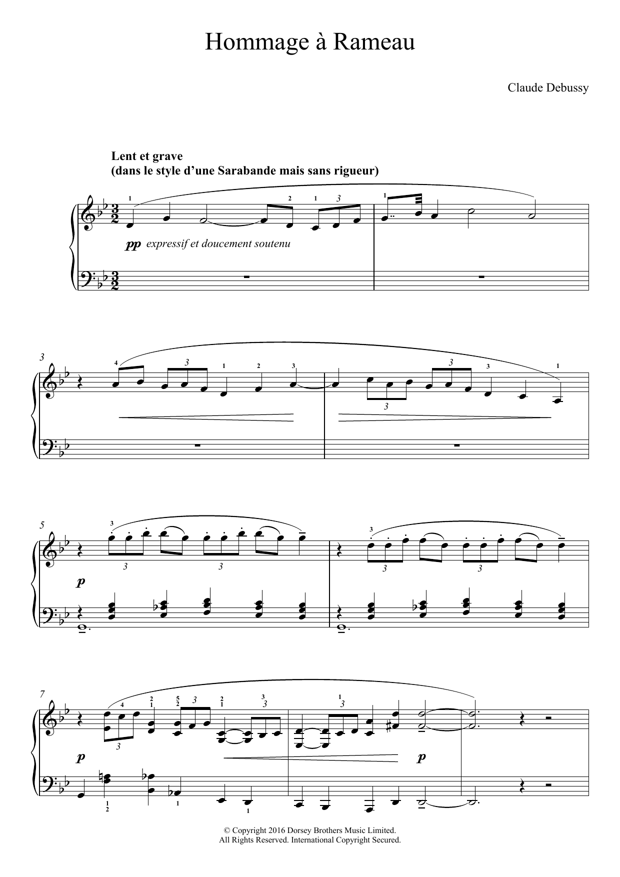 Claude Debussy Hommage a Rameau sheet music notes and chords arranged for Easy Piano
