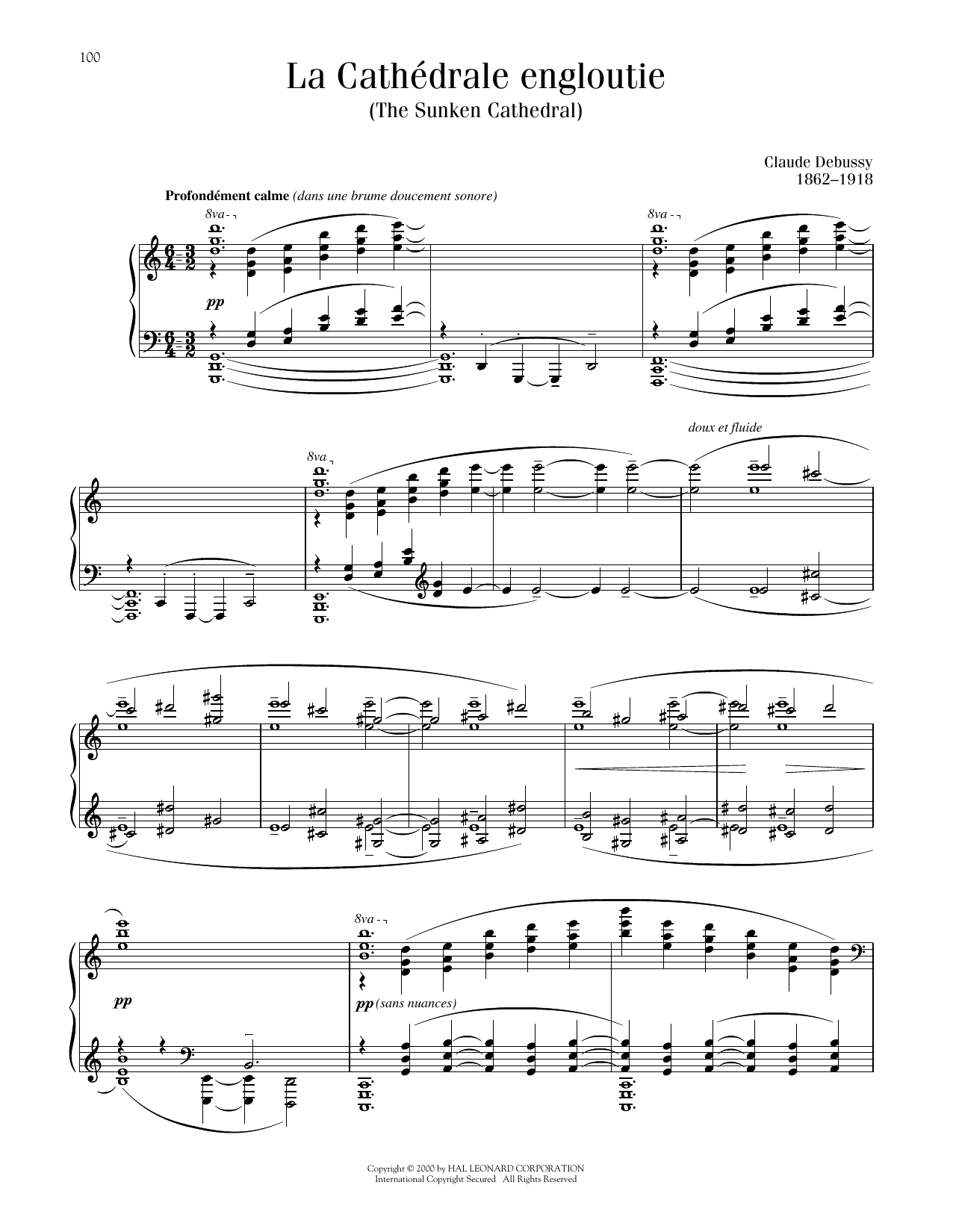 Claude Debussy La Cathedrale Engloutie (ed. Richard Walters) sheet music notes and chords arranged for Piano Solo