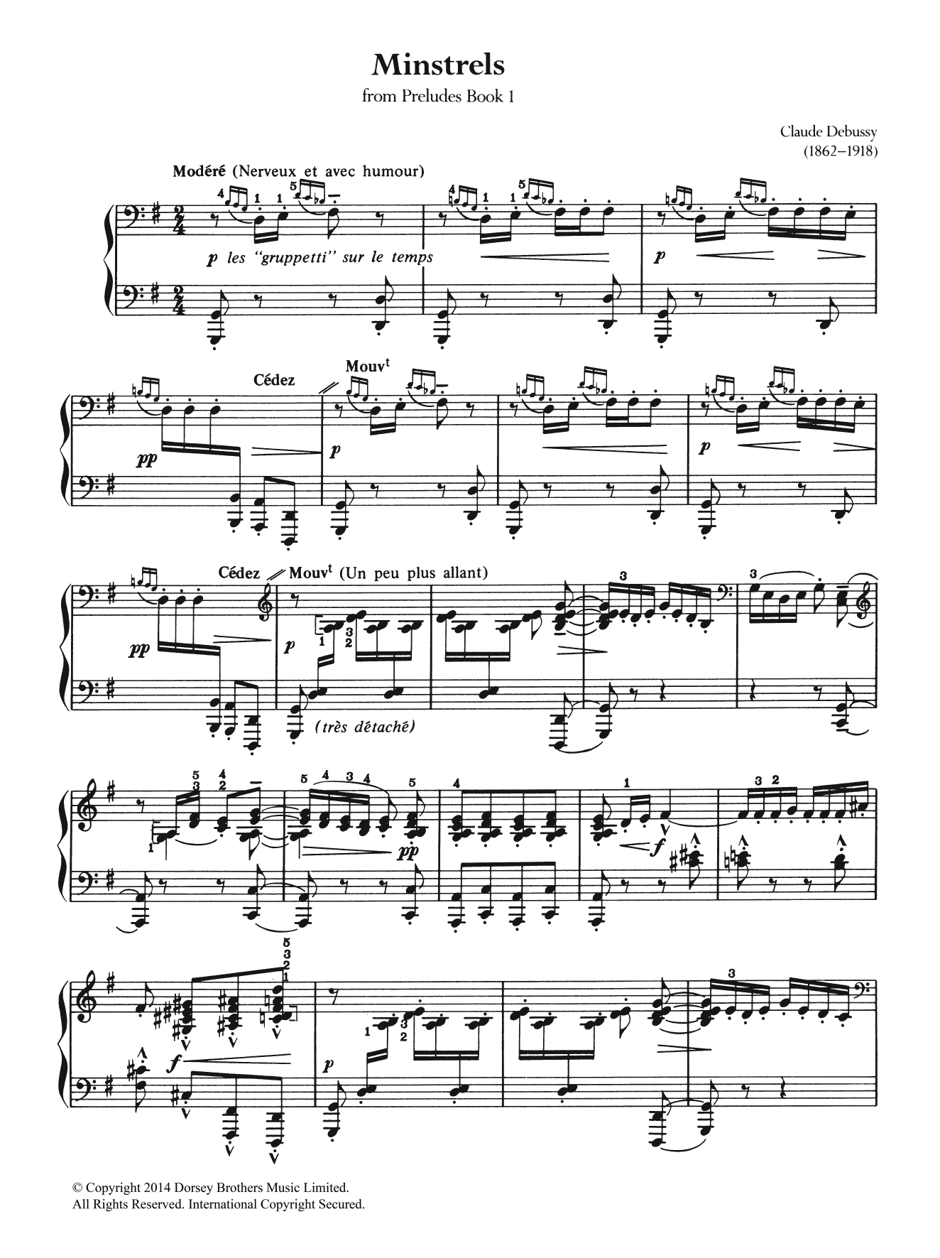 Claude Debussy Minstrels sheet music notes and chords arranged for Piano Solo