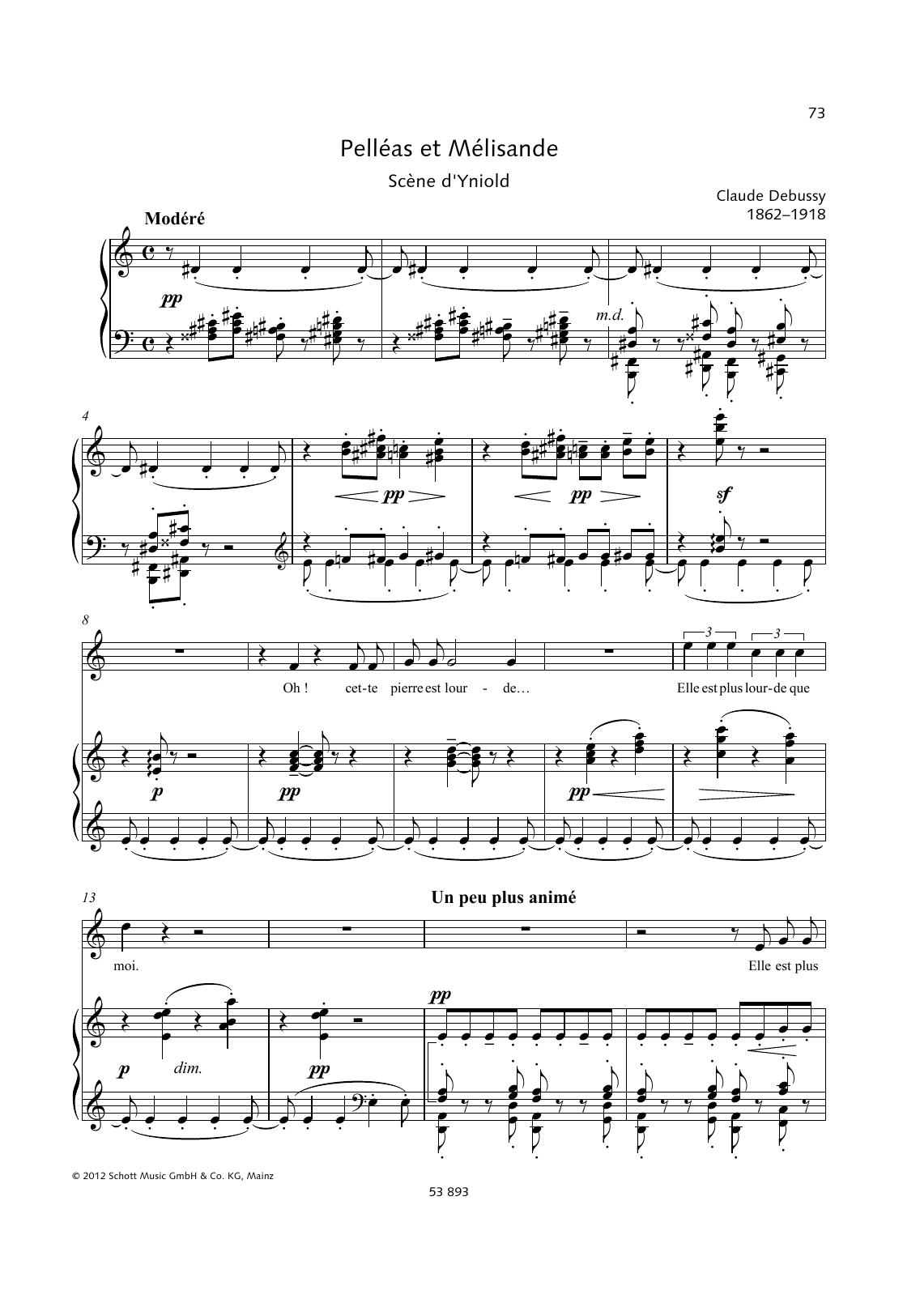 Claude Debussy Oh! cette pierre est lourde sheet music notes and chords arranged for Piano & Vocal