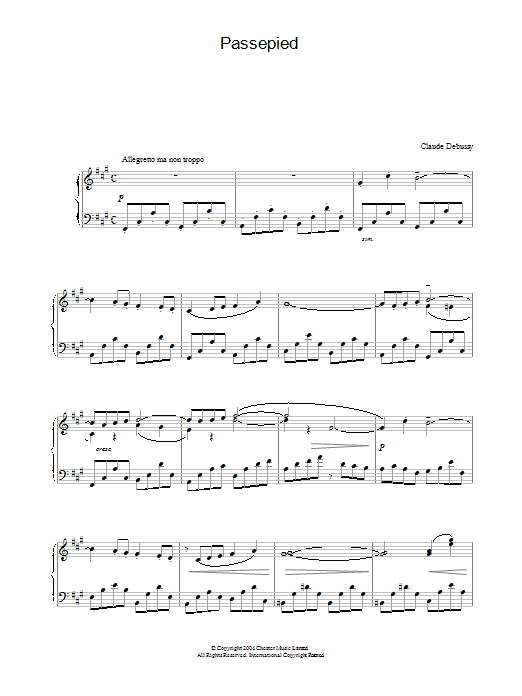 Claude Debussy Passepied sheet music notes and chords arranged for Piano Solo