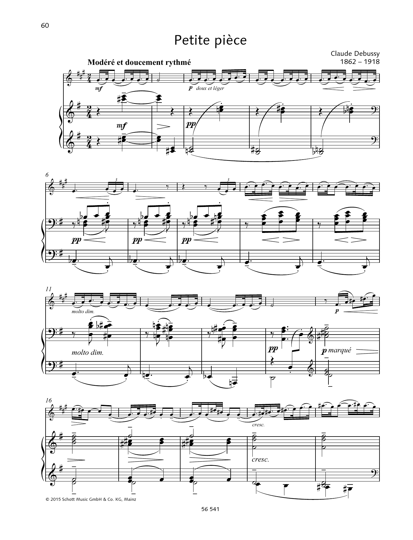 Claude Debussy Petite Pièce sheet music notes and chords arranged for Woodwind Solo
