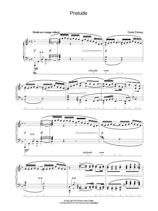 Claude Debussy Prelude sheet music notes and chords arranged for Piano Solo