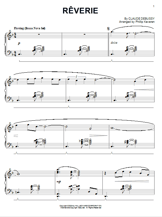 Claude Debussy Reverie [Jazz version] (arr. Phillip Keveren) sheet music notes and chords arranged for Piano Solo