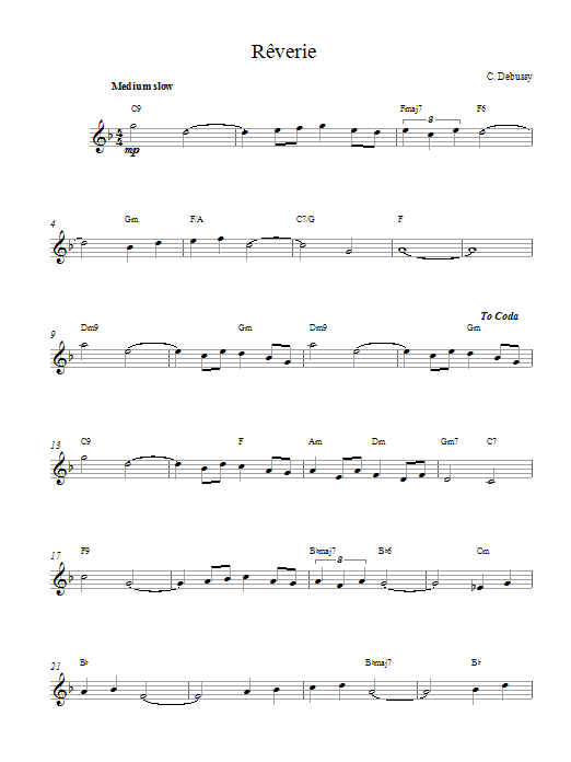 Claude Debussy Rêverie sheet music notes and chords arranged for Piano Solo