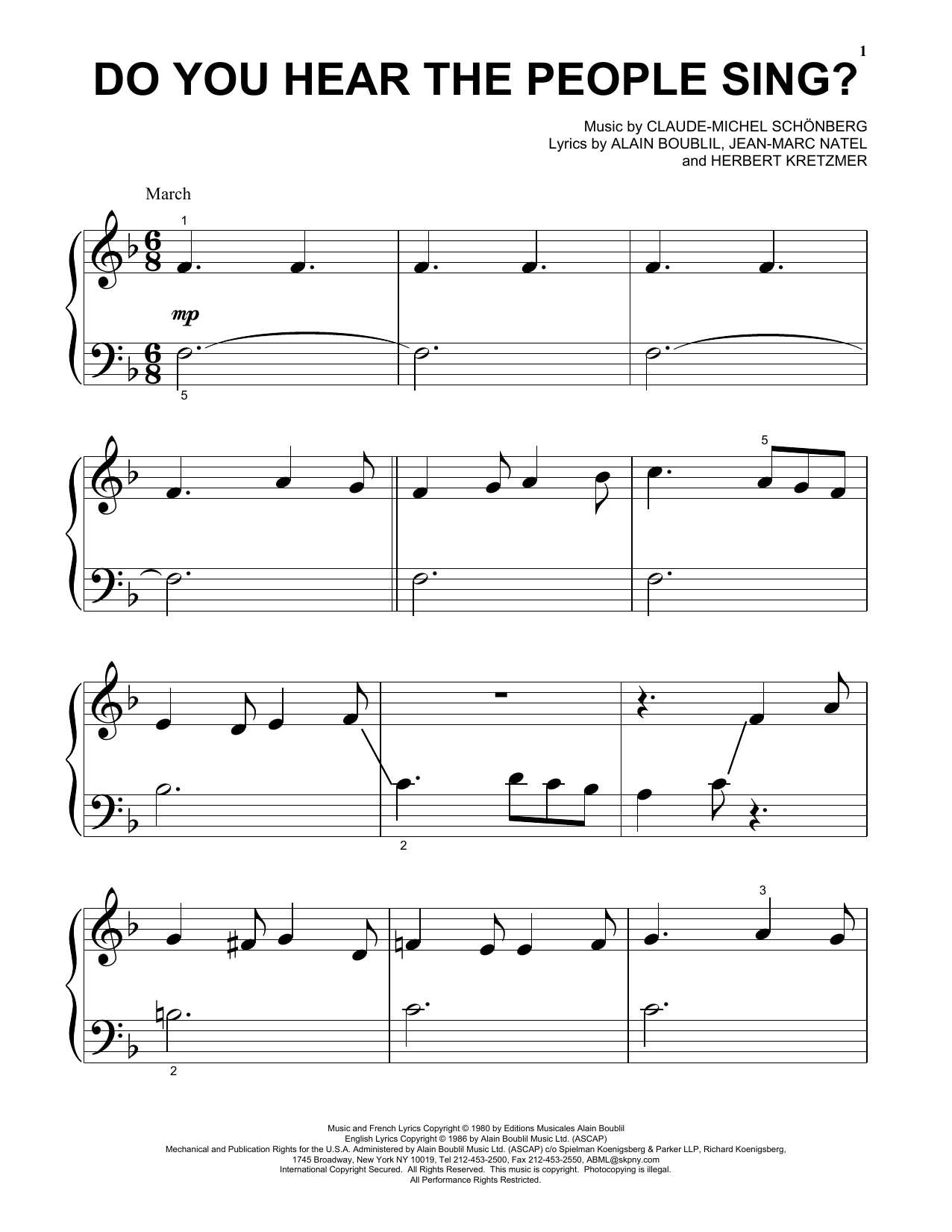 Claude-Michel Schonberg Do You Hear The People Sing? sheet music notes and chords arranged for Flute Solo