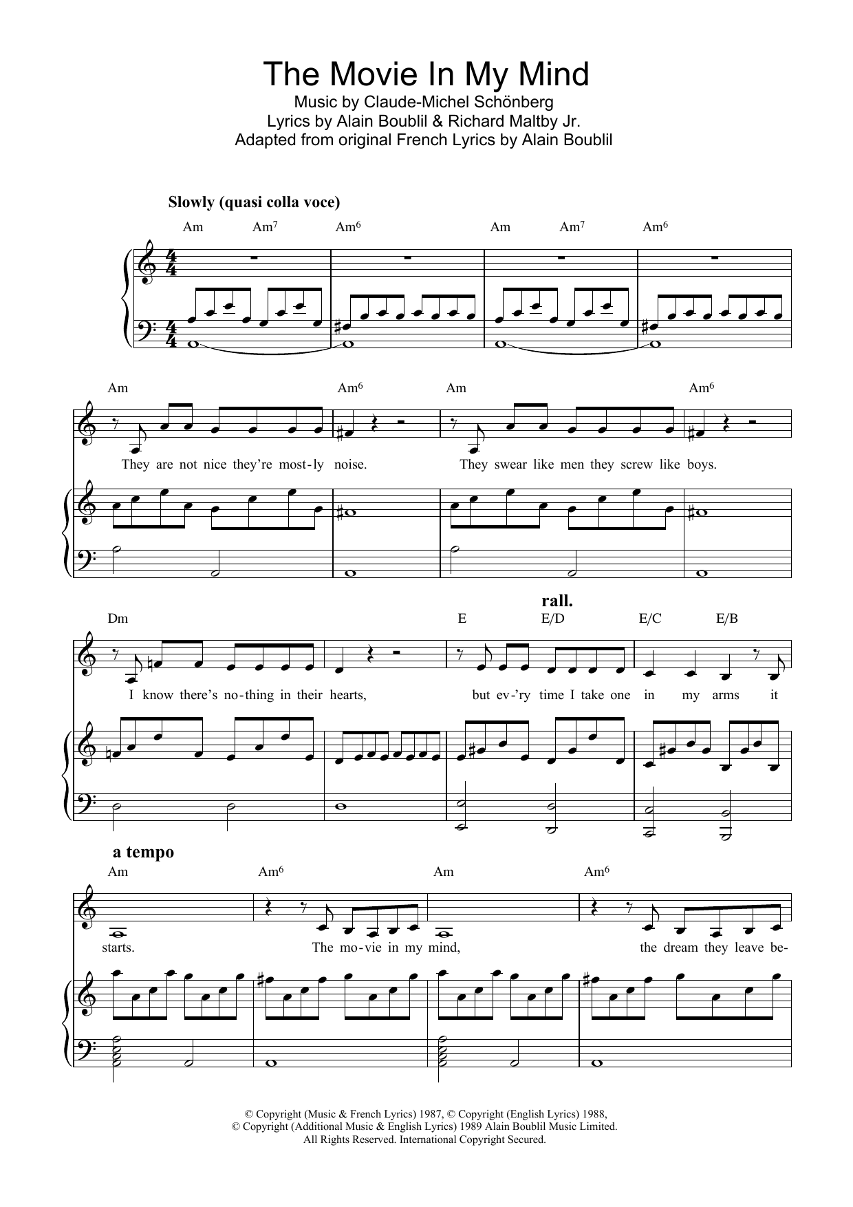 Claude-Michel Schonberg The Movie In My Mind (from Miss Saigon) sheet music notes and chords arranged for Piano, Vocal & Guitar Chords