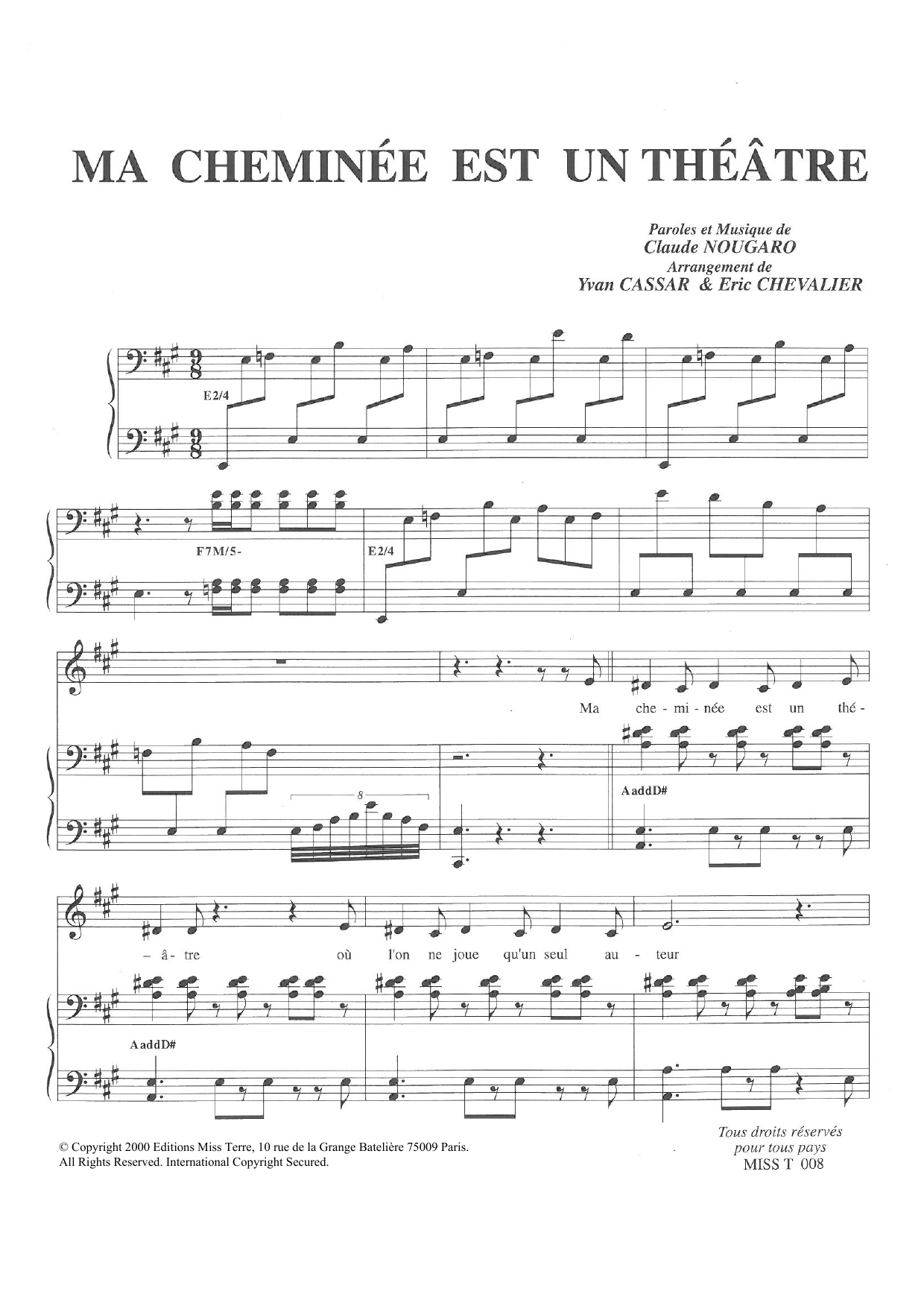 Claude Nougaro Ma Cheminee Est Un Theatre sheet music notes and chords arranged for Piano & Vocal