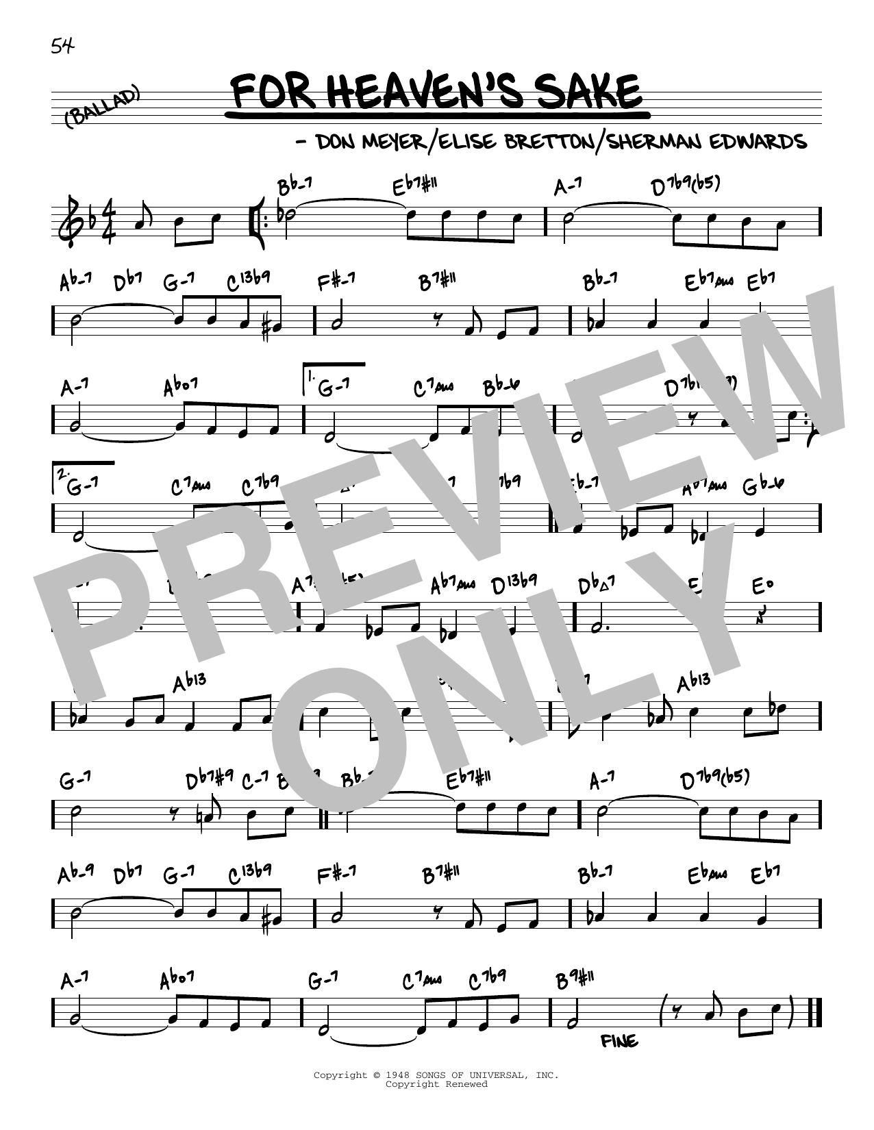 Claude Thornhill For Heaven's Sake (arr. David Hazeltine) sheet music notes and chords arranged for Real Book – Enhanced Chords
