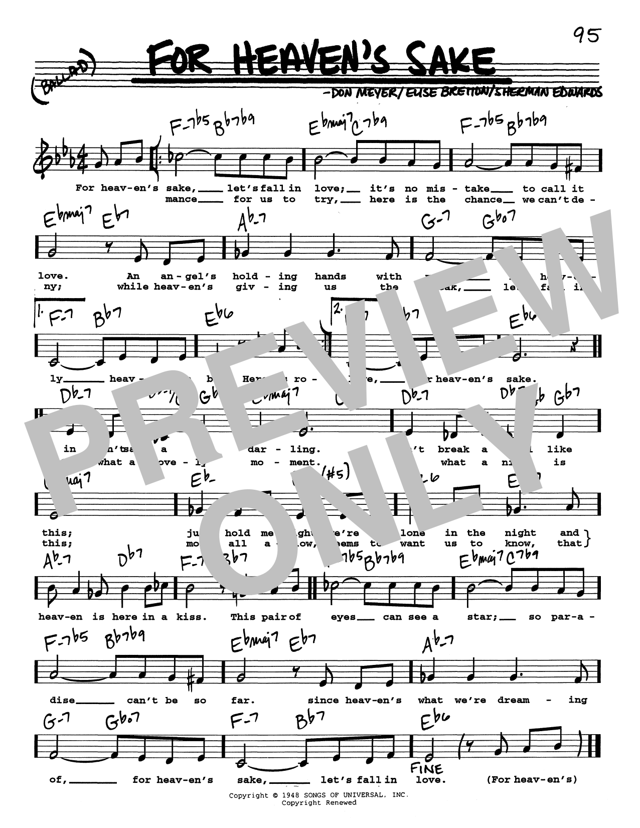 Claude Thornhill For Heaven's Sake (Low Voice) sheet music notes and chords arranged for Real Book – Melody, Lyrics & Chords