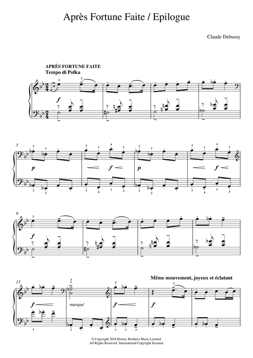 Claude Debussy Apres Fortune Faite/ Epilogue sheet music notes and chords arranged for Easy Piano