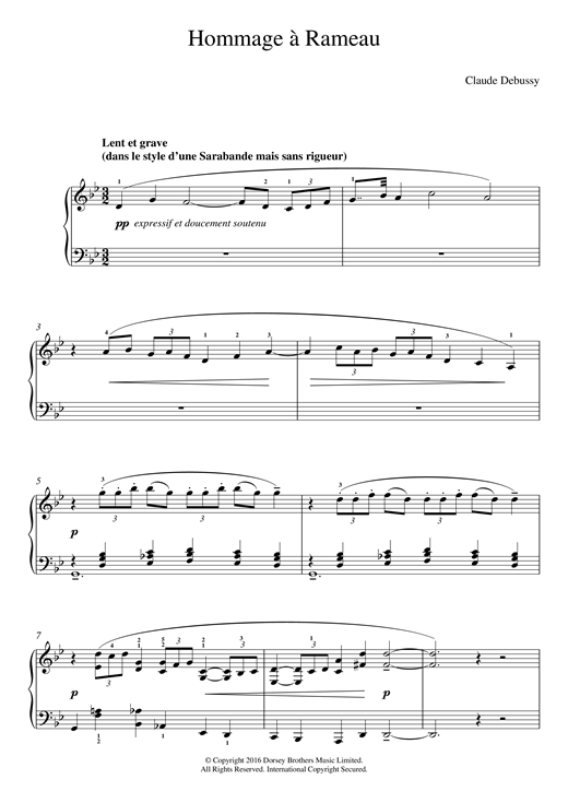 Claude Debussy Hommage a Rameau sheet music notes and chords arranged for Easy Piano
