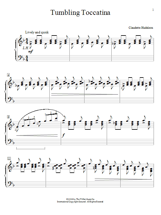 Claudette Hudelson Tumbling Toccatina sheet music notes and chords arranged for Educational Piano