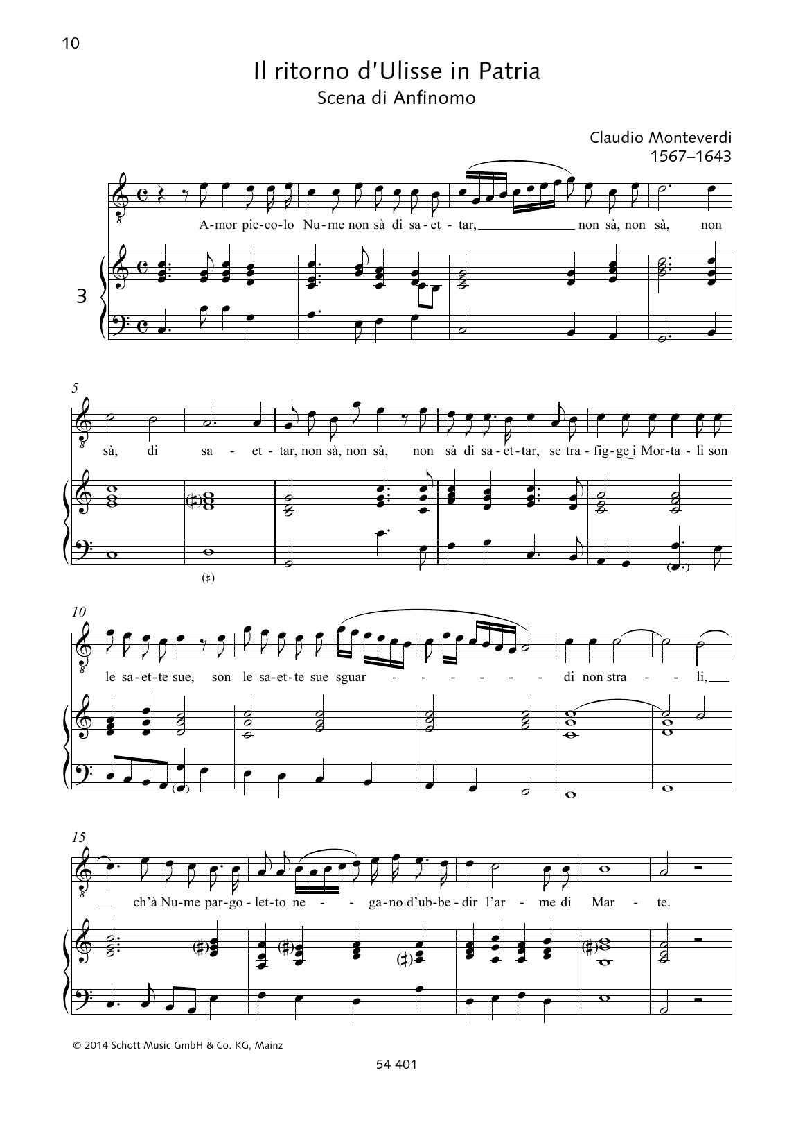 Claudio Monteverdi Amor piccolo Nume non sà di saettar sheet music notes and chords arranged for Piano & Vocal