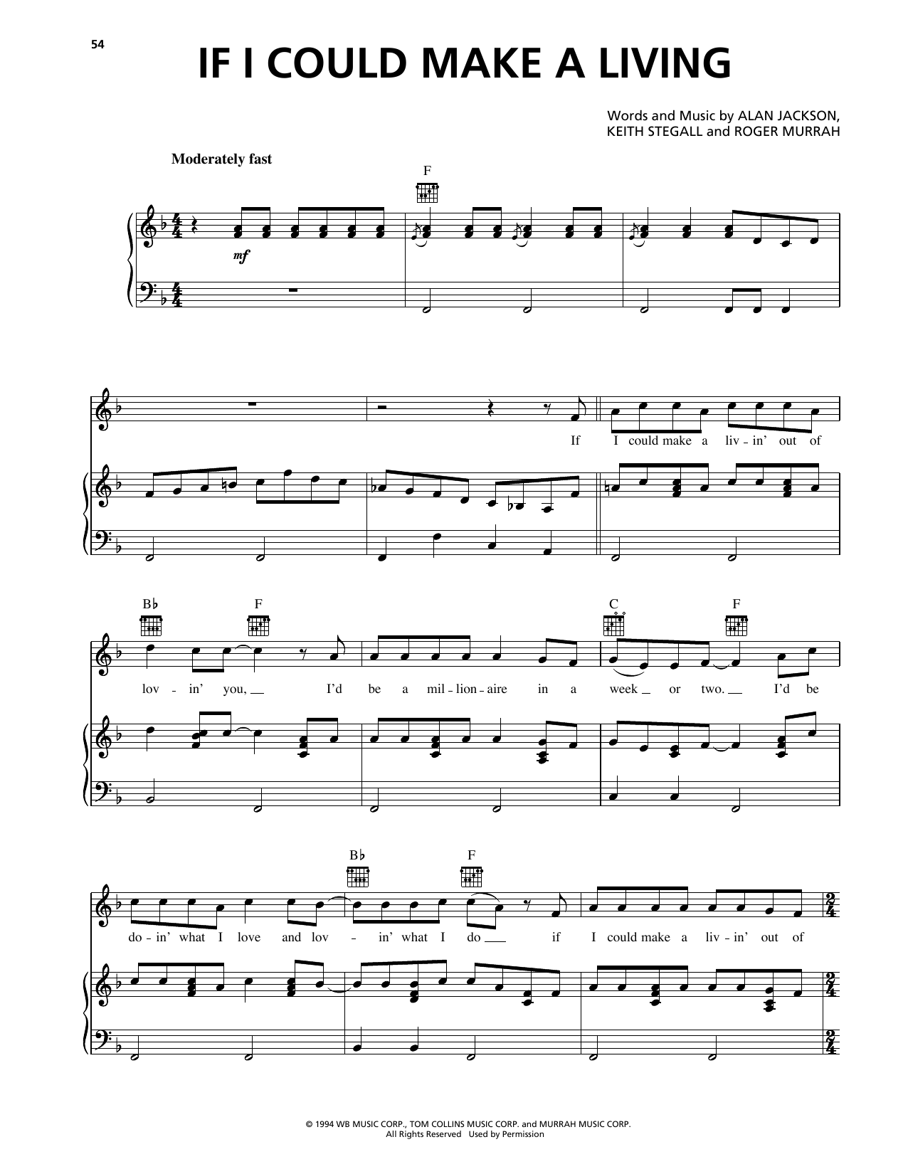 Clay Walker If I Could Make A Living sheet music notes and chords arranged for Piano, Vocal & Guitar Chords (Right-Hand Melody)