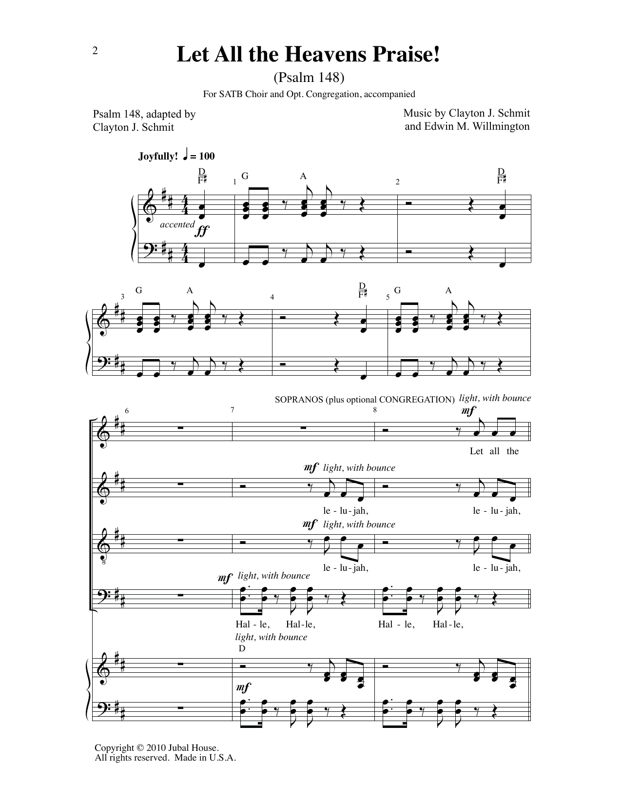Clayton J. Schmit & Edwin M. Willmington Let All The Heavens Praise! sheet music notes and chords arranged for SATB Choir