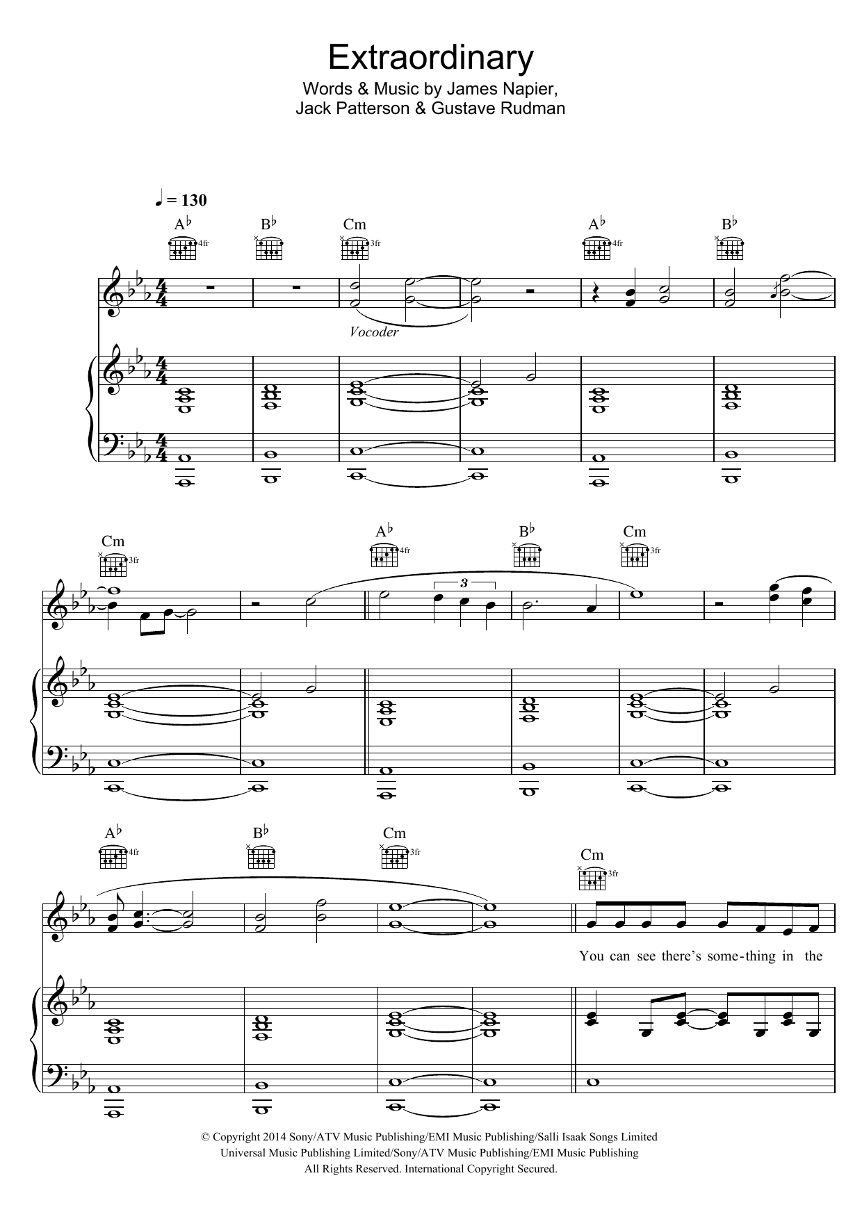 Clean Bandit Extraordinary (featuring Sharna Bass) sheet music notes and chords arranged for Piano, Vocal & Guitar Chords