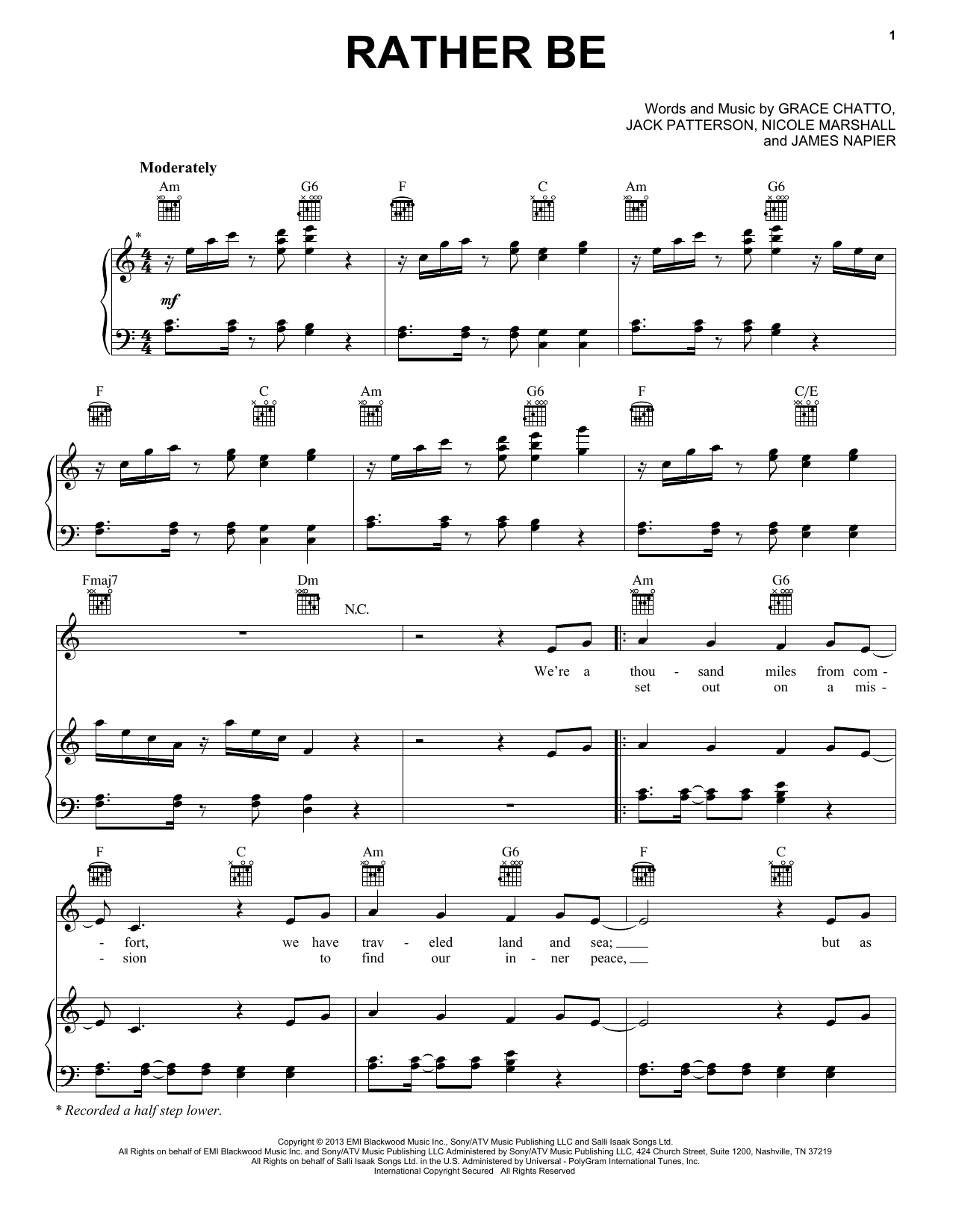 Clean Bandit feat. Jess Glynne Rather Be sheet music notes and chords arranged for Easy Piano