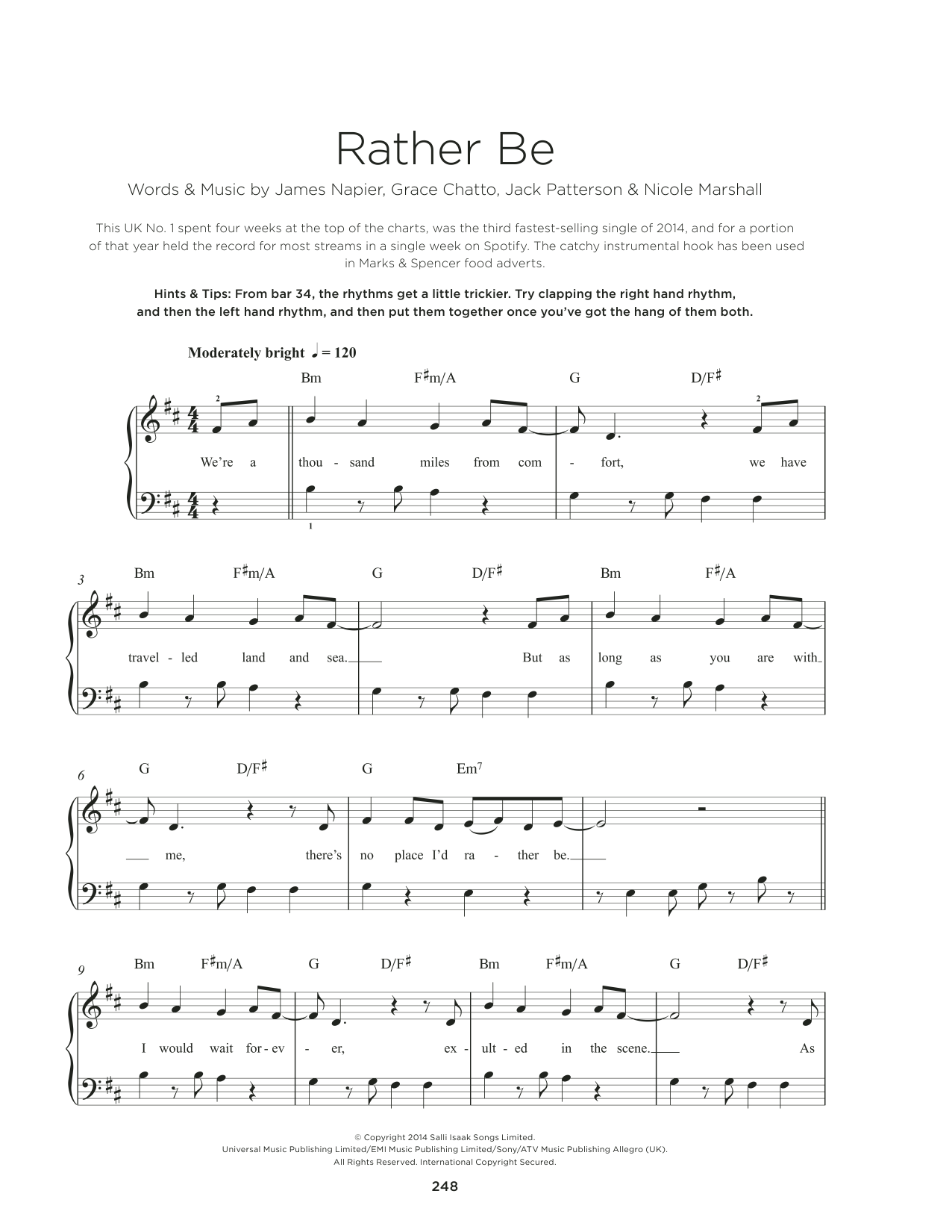 Clean Bandit Rather Be (feat. Jess Glynne) sheet music notes and chords arranged for Really Easy Piano