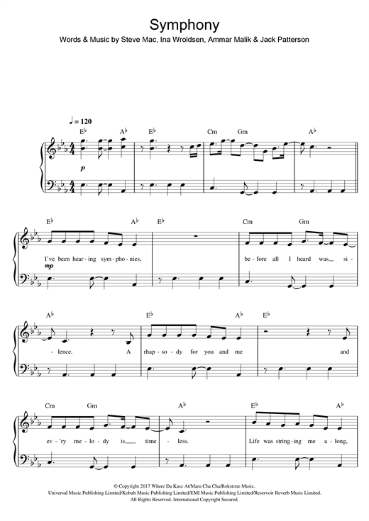 Clean Bandit Symphony (feat. Louisa Johnson) sheet music notes and chords arranged for Easy Piano