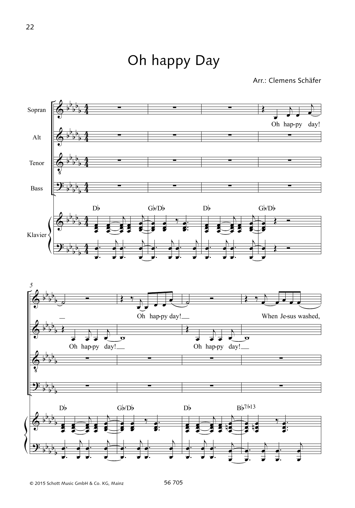 Clemens Schäfer Oh Happy Day (from Sister Act 2) sheet music notes and chords arranged for SATB Choir