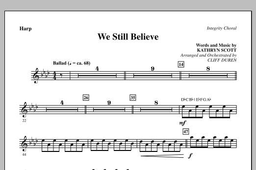 Cliff Duren We Still Believe - Harp sheet music notes and chords arranged for Choir Instrumental Pak