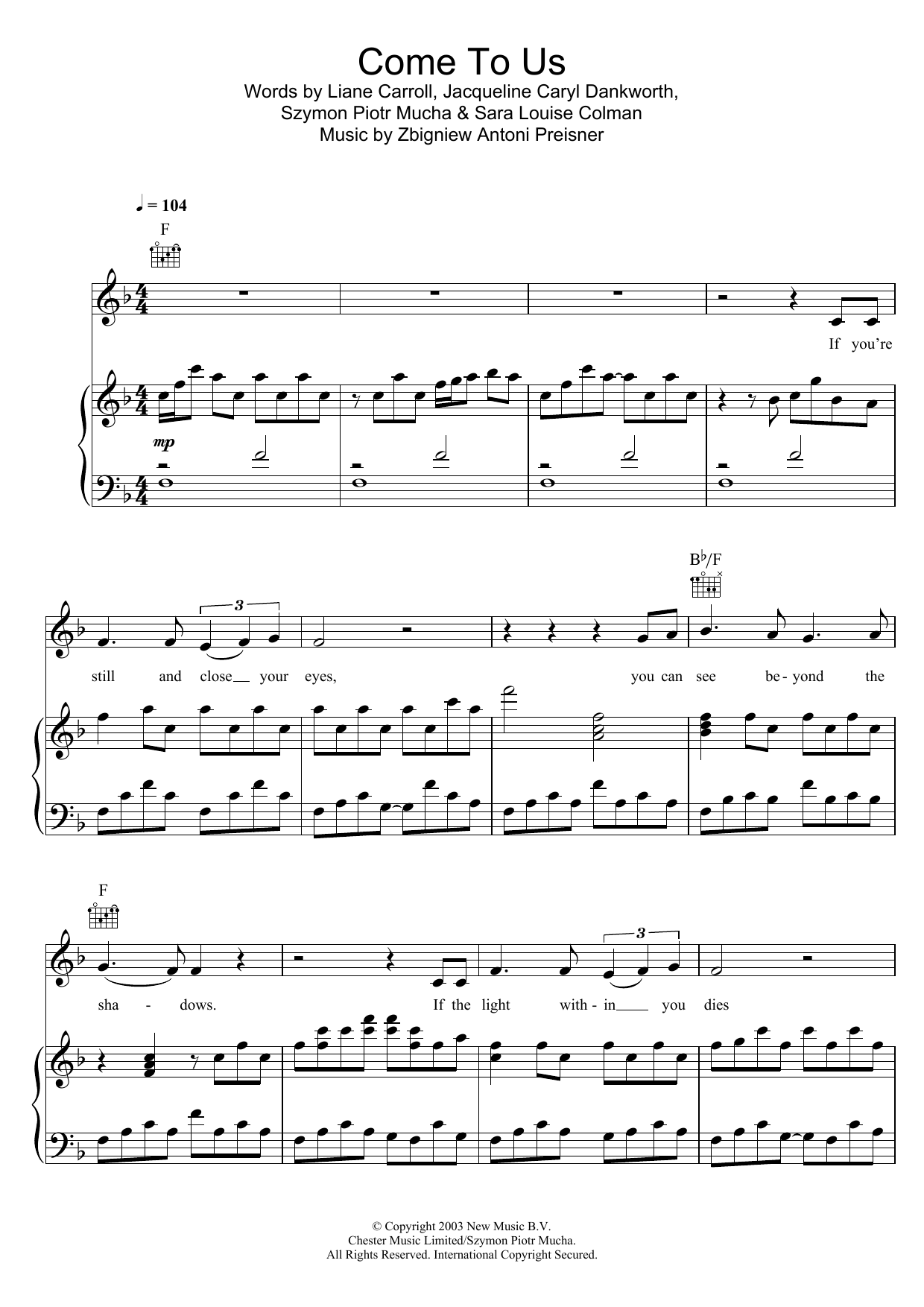 Cliff Richard Come To Us sheet music notes and chords arranged for Piano, Vocal & Guitar Chords