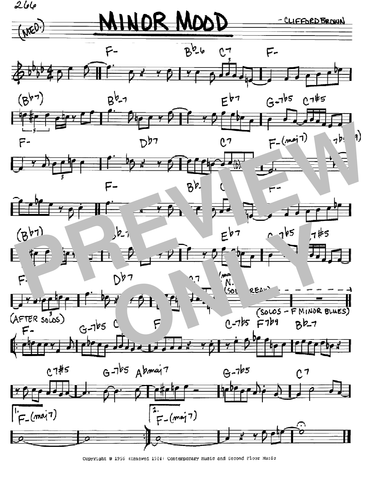 Clifford Brown Minor Mood sheet music notes and chords arranged for Real Book – Melody & Chords – C Instruments