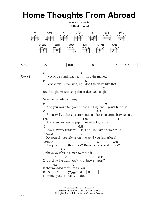 Clifford T. Ward Home Thoughts From Abroad sheet music notes and chords arranged for Guitar Chords/Lyrics