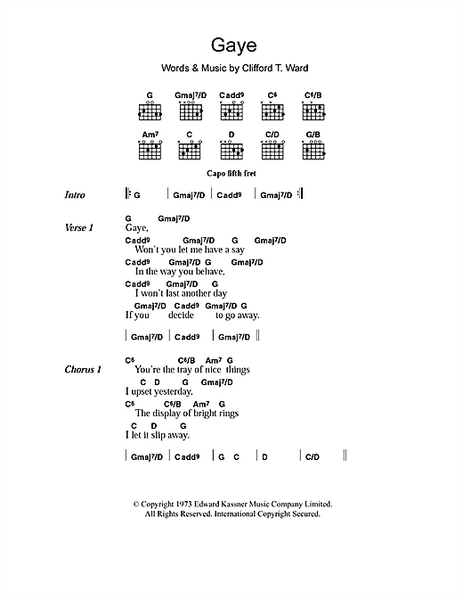 Clifford T. Ward Gaye sheet music notes and chords arranged for Guitar Chords/Lyrics