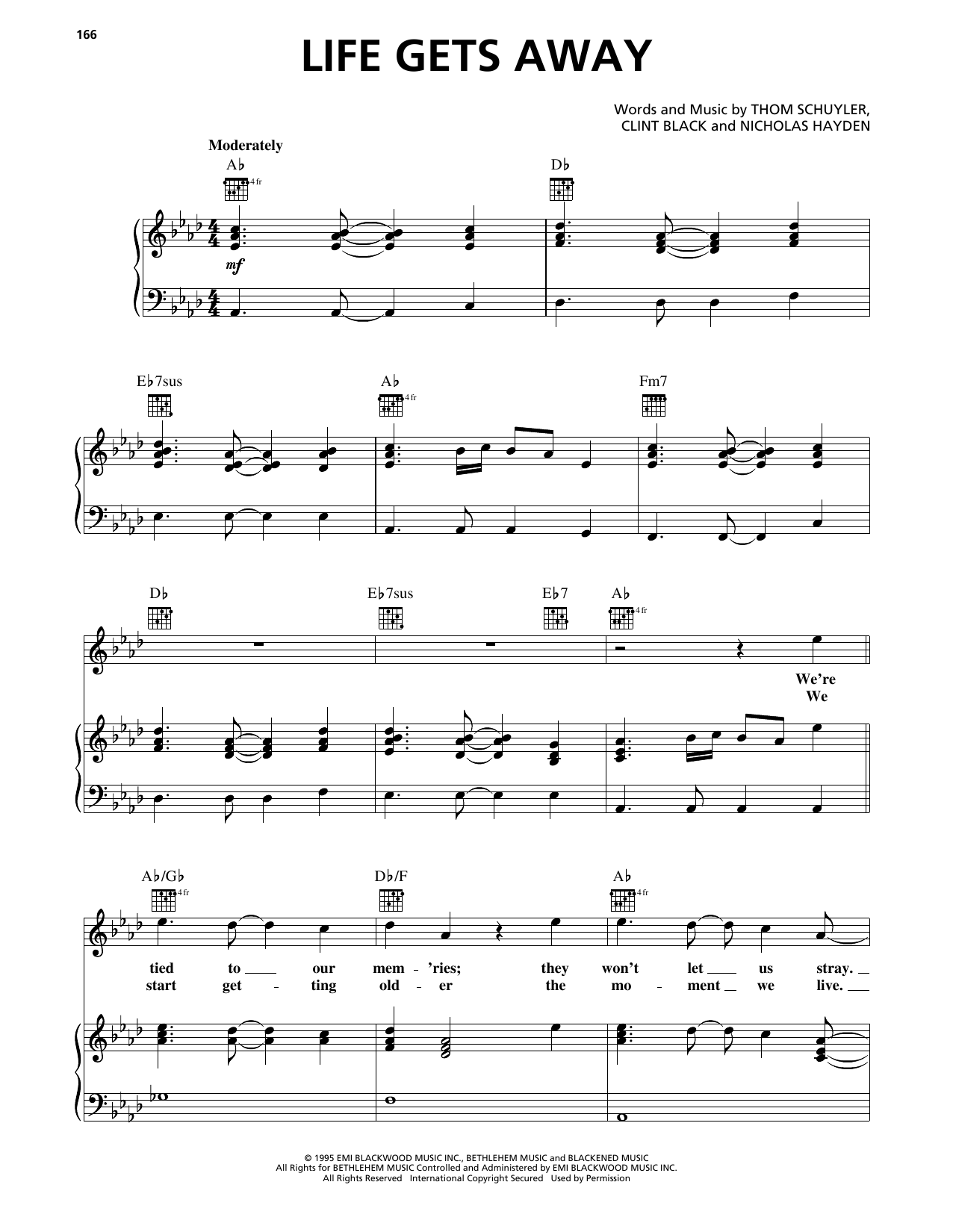 Clint Black Life Gets Away sheet music notes and chords arranged for Piano, Vocal & Guitar Chords (Right-Hand Melody)