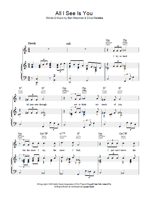 Clive Westlake All I See Is You sheet music notes and chords arranged for Piano, Vocal & Guitar Chords