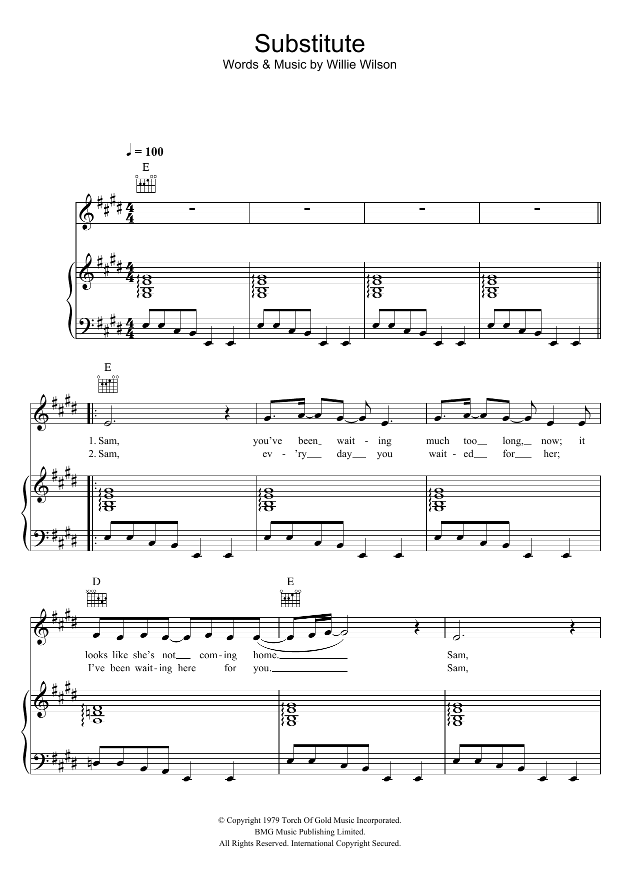 Clout Substitute sheet music notes and chords arranged for Piano, Vocal & Guitar Chords