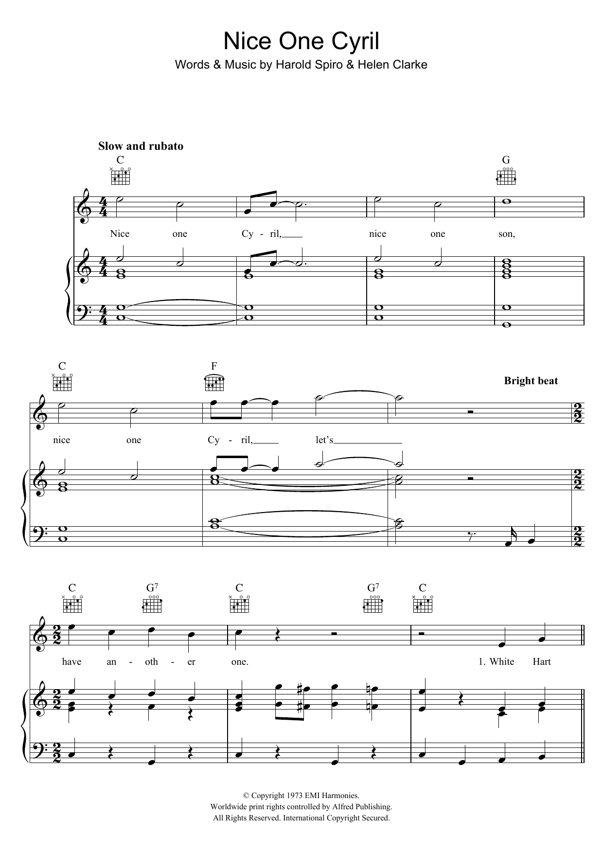 Cockerel Chorus Nice One Cyril sheet music notes and chords arranged for Piano, Vocal & Guitar Chords