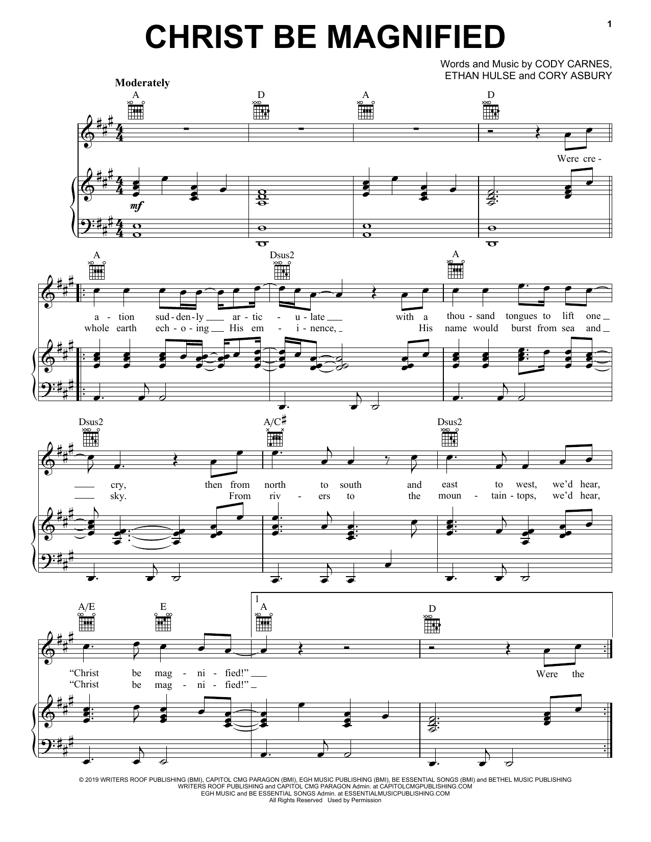Cody Carnes Christ Be Magnified sheet music notes and chords arranged for Piano, Vocal & Guitar Chords (Right-Hand Melody)