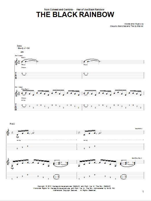Coheed And Cambria The Black Rainbow sheet music notes and chords arranged for Guitar Tab