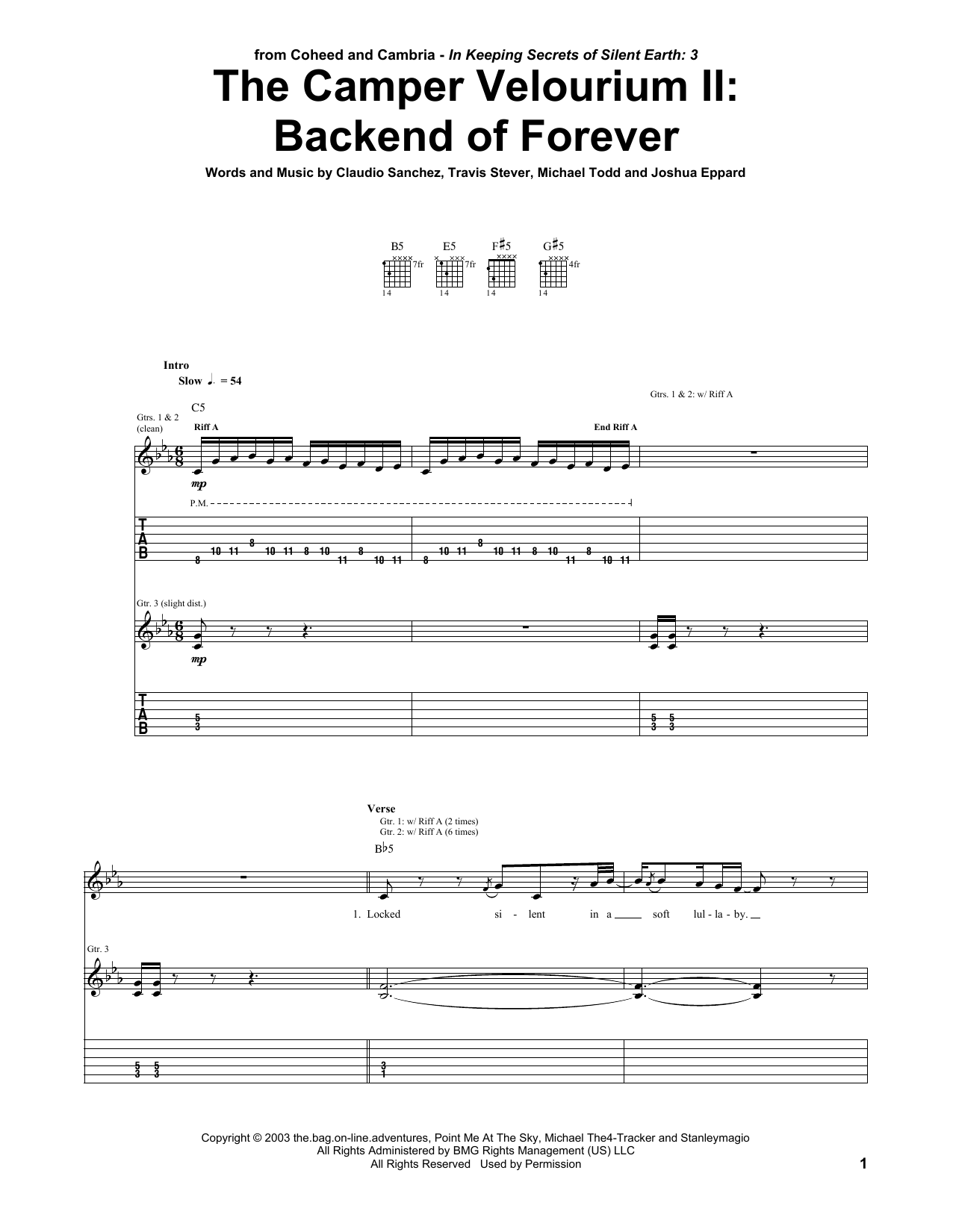 Coheed And Cambria The Camper Velourium II: Backend Of Forever sheet music notes and chords arranged for Guitar Tab