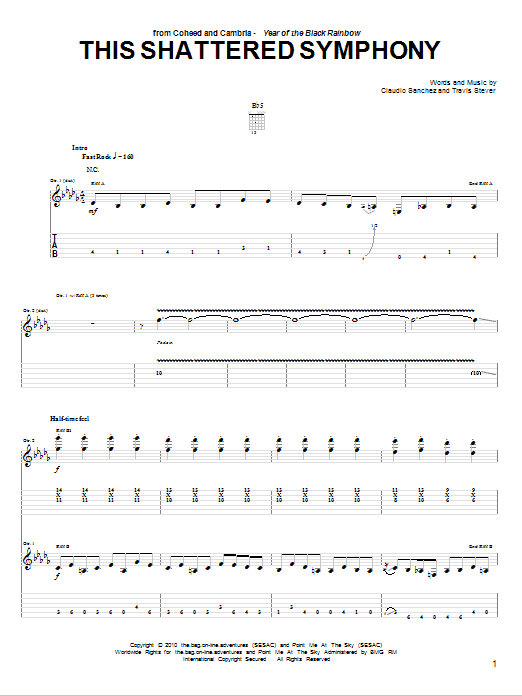Coheed And Cambria This Shattered Symphony sheet music notes and chords arranged for Guitar Tab